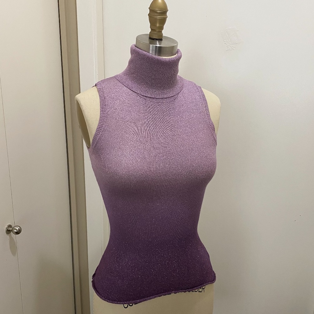 Talula Sparkly Turtle Neck Tank Purple Ombre XS